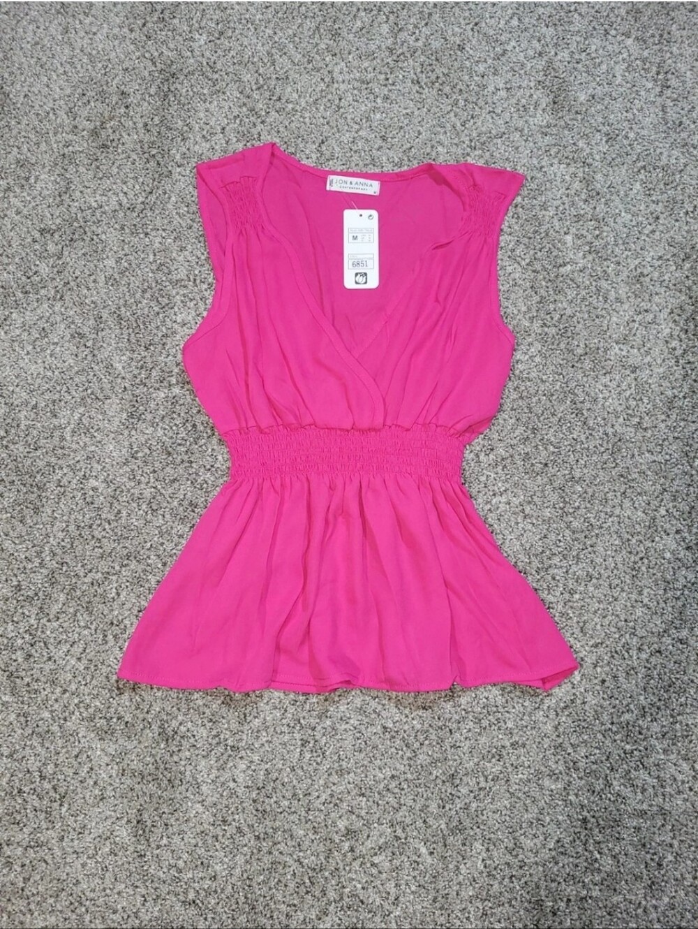 Jon & Anna Womens Medium Empire Waist Smocked Pink Top Romantic Coquette Blouse